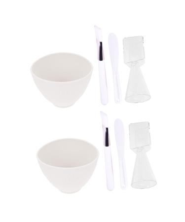 FOMIYES 2 Sets Silicone Mask Bowl Esthetician DIY Bowl Mask Mixing Tool Facial Mask Bowl Beauty Salon Mask Bowl Beauty Stirring Tools Ladies Suits Brush Cosmetic Silica Gel White Supplies