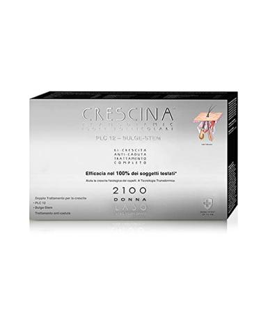 Crescina Complete Treatment Transdermic Follicular Islands PLC12 BULGE STEM ANTI-LOSS Strong Hair Regrowth 2100 WOMAN 20 (7+ 7+ 6) Vials