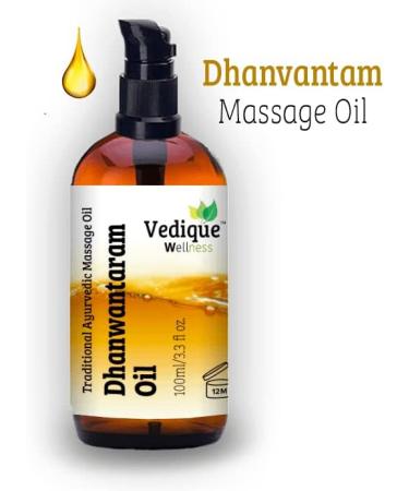 VEDIQUE Remedies Dhanwantaram Oil - 100ml | Ayurvedic Massage Oil with 25+ Herbs | Vata Balancing | All Natural | International Shipping - Buy Online on GoSupps.com