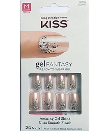 Kiss Nails GEL FANTASY KGN01 (FANCIFUL) Medium Design Nails w/Adhesive Tabs & Glue by Kiss