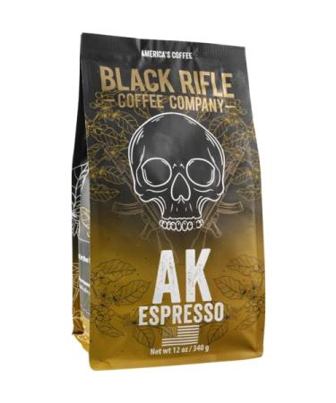 Black Rifle Coffee AK Espresso (Medium Roast) Whole Bean Coffee, 12 Ounce Bag of Coffee Beans, Colombian and Brazilian Beans With a Nutty Aroma and Citrus and Dark Chocolate Flavors, Helps Support Veterans and First Respon
