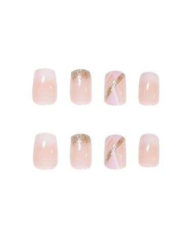 Kamize Square Bling Gradient Pink Fake Nails - 24PCS Full Cover Acrylic False Nails for Women - Buy Online on GoSupps.com