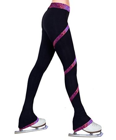 Figure Skating Spiral Polartec Polar Fleece Pants - Hologram Foil Fuchsia XX-Small