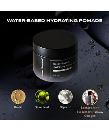 Hawthorne Natural Hydrating Hair Pomade | Strong Hold & Shine Finish | Water-Based with Biotin & Glycerin | 2.6 oz - International Shipping Available - Buy Online on GoSupps.com