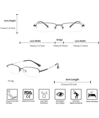 Fullwosing Blue Light Filter Glasses - Stylish Metal Glasses for Nearsightedness -0.50 to -6.00 Dioptria for Men & Women - Buy Online on GoSupps.com