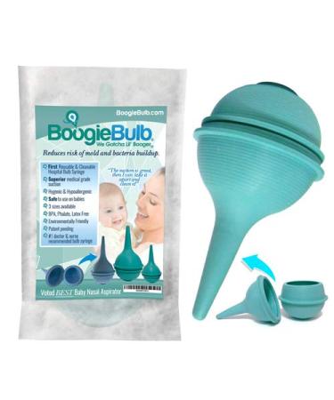 BoogieBulb Baby Nasal Aspirator Sucks Boogers & Mucus- BPA Free & Latex Free Nasal Bulb -3 oz Green Bulb Syringe-Cleans Nose for Toddlers & Adults- Cleanable & Reusable Ear Syringe