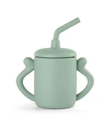 BumbleBee Baby Cup with Straw Silicone Training Cup for Baby Recommend for 2 year old baby 6.3OZ Light Green with Straw