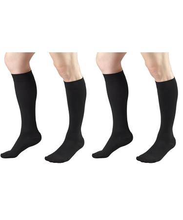 Truform Short Length 20-30 mmHg Compression Stockings for Men and Women Reduced Length Closed Toe Black Medium (Pack of 2)