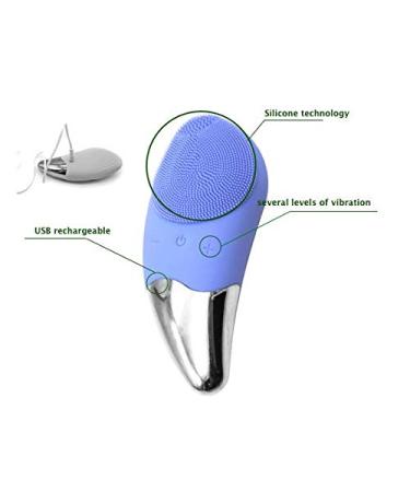 Megafive Silicone Facial Cleansing Brush - Waterproof Rechargeable USB Device (Blue) | International Shipping Available - Buy Online on GoSupps.com