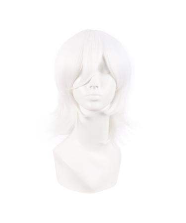 MapofBeauty 14 inch/35 cm Short Cosplay Anime Wig With Bangs Wolf Tail Synthetic Hair Fibers for Party Wig (White) - Buy Online on GoSupps.com