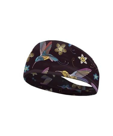 Garronmavis Starry Night Headbands for Women & Men 3D Black Cat Face Elastic Headband Cartoon Heart Llama Soft Headband Embroidery Flower Hummingbird