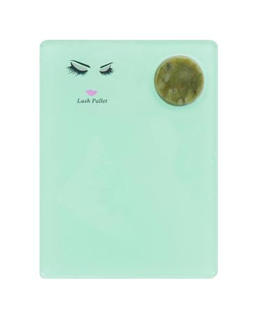 Eyelash Extension Pallet Holder Sets -2 in 1 Acrylic Eyelash Extension Pallet + Round Jade Stone Set Eyelash Grafting Tool Pad Lash Tray Gasket (Blue)