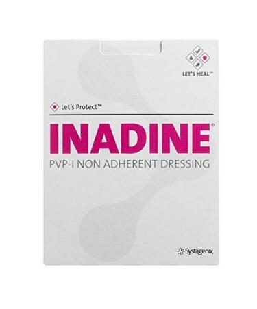 Burxoe Inadine 5cm x 5cm Non-Adherent Wound Dressings Povidone Iodine AntiMicrobial