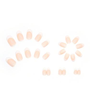 Glossy White French Tip Almond Shape Press-On Nails - Medium Length | Full Cover Acrylic False Nails with Cute Design for Women - Buy Online on GoSupps.com