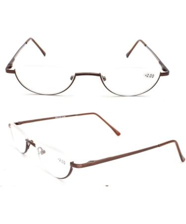 TBHOME MODE Half Moon Reading Glasses for Men & Women - Dual Use Metall KT Frame Lightweight Spring Hinge Brown - Perfect Readers at 1.0 Magnification - Buy Online on GoSupps.com