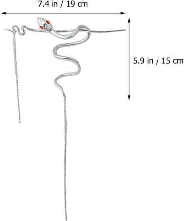 LALAFINA Hairpin Hair Topper Headwear for Women Ancient Jade Hair Pin Snake Hair Stick Tassel Hair Accessory for Women Silver Headpiece Long Hair Pin Girl Miss Accessories Metal - Buy Online on GoSupps.com