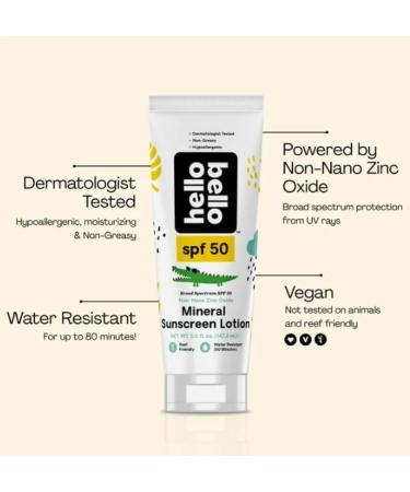 Hello Bello Mineral SPF 50 Kids Sunscreen - Reef-Friendly Lotion for All Ages | 5.0 fl oz - Shop Now - Buy Online on GoSupps.com