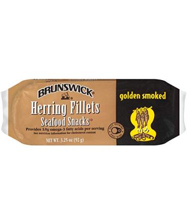 Brunswick Golden Smoked Herring Fillets, 3.25 oz Can (Pack of 12) - 18g Protein per Serving - Gluten Free, Keto Friendly - Great for Pasta & Seafood Recipes