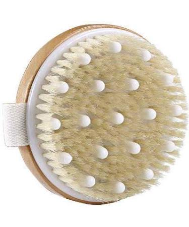 Dry Brushing Bamboo Body Brush   Cellulite Treatment  Spa Exfoliation and Lymphatic Drainage Skin Brush   Shower Brush and Body Scrub Brush with Natural Boar Bristles by Nuva Spa