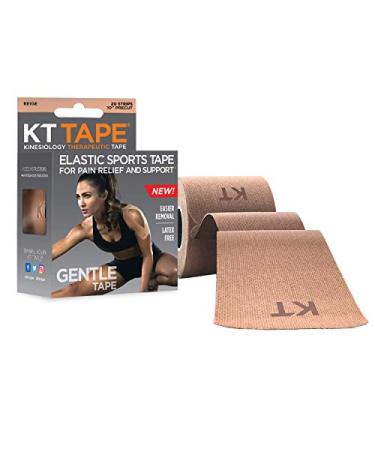 KT Tape Kinesiology Therapeutic Sports Tape, Gentle Adhesive for Sensitive Skin, 20 Precut 10 inch Strips, Beige