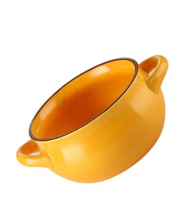 Noodle Ceramic Bowl Soup Bowls Dessert Serving Bowls with Double Handle for Rice Cereal Noodle Salad Dishwasher Safe Kitchenware Bowl (Color : Orange)