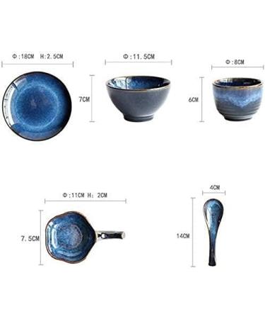 Vintage Blue Ceramic Suit Creative Salad Plate Snack Dip Bowl Fruit Bowl Soup Spoon Afternoon Tea Breakfast Tableware Kitchenware - Buy Online on GoSupps.com