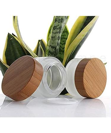 50g 50ml Frosted Glass Cream Jar Cosmetic Container with Inner Liners and Natural Bamboo lids Refillable Straight Sided Glass Cosmetic Jars Travel Toiletries Bottle Sample Jars for Lotion Cream - Buy Online on GoSupps.com