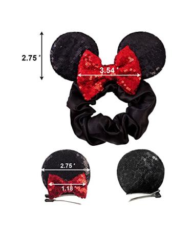 Disney Minnie Mouse Ears Headband Set for Women and Kids - Includes Hair Clips and Scrunchies - Ideal for Birthday Party or Christmas Celebration - Buy Online on GoSupps.com