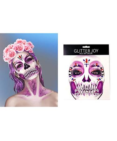 Day of the Dead Sugar Skull Face Jewels - 6-Pack Rhinestone Skeleton Gems for Halloween - Buy Online on GoSupps.com
