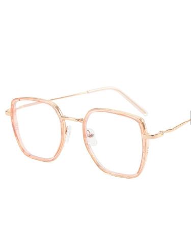 Square Computer Readers Eyeglasses Oversized Fatigue Relieve Reading Glasses Blue Light Blocking Flat Light Mirror +0.00 Pink