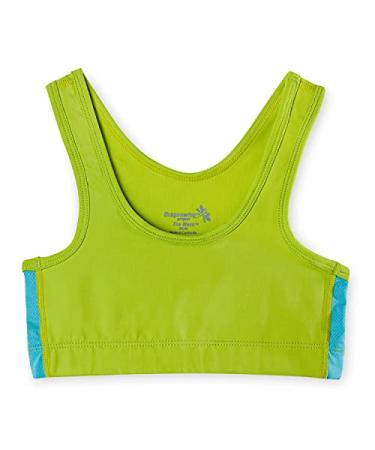 Mesh Racer Sports Bra (Tween and Teen Sports Bra, Racerback Style for High Impact Activities) 12 Lime With Teal