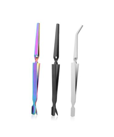 Beavorty 1pc Tweezers Nail Art Clip Nail Pincher Double Head Phototherapy Nail 17*0.9cm Silver