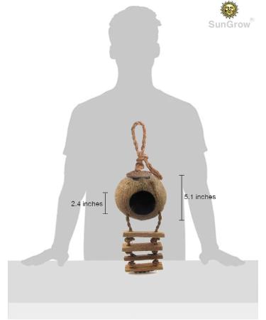 SunGrow Coconut Bird House with Ladder - Mini Avian Condo with Hanging Loop - Buy Online on GoSupps.com