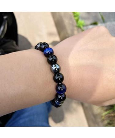 Blue Tiger's Eye Black Obsidian Hematite Bracelet | Triple Protection Crystal for Men & Women - Shop Now - Buy Online on GoSupps.com