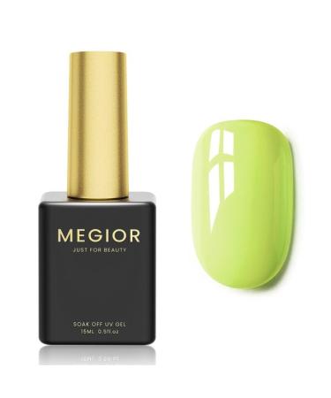 MEGIOR Green Gel Nail Polish 15ml Spring Green Gel Polish 1PCS Soak Off UV LED Nail Gel Polish for Nail Art Manicure Salon DIY Home for Women Girls Nails