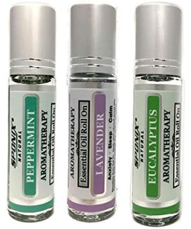 Essential Oil Roll On Gift Set - Lavender Peppermint & Eucalyptus (10 mL Each) | Sponix - Ideal for Relaxation & Wellness - Shop Now - Buy Online on GoSupps.com