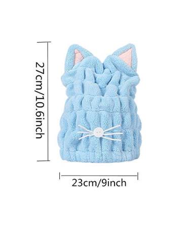 OrangeTag 2Pcs Ultra Absorbent Microfiber Hair Towel Wrap with Cute Kitty Ears for Women & Girls | Quick Drying Bath Tool Hat - Buy Online on GoSupps.com