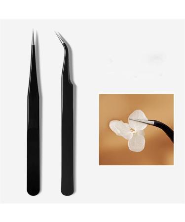 2 Pcs Black Nail Art Tweezers for Rhinestone, Sticker, Decal, Eyelash Extension, and Nail Foil - Precision Nail Decor Tool - Buy Online on GoSupps.com