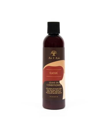 As I Am Leave In Conditioner - 8 Ounce - with Coconut  Amla  Green Tea & Saw Palmetto - Conditions & Softens - Moisturizes & Strengthens - Prevents Tangles - Eases Wet Combing - Seals Cuticles - Vegan & Cruelty Free 8 Fl...
