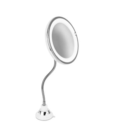 HOMEGENIX Vanity Mirror with Lights  10x Magnifying Mirror for Makeup  LED Lighted Makeup Mirror Adjustable Goose Neck  for Bedroom or Bathroom - Desk Mirror  Travel Makeup Mirror  Nickle Finish