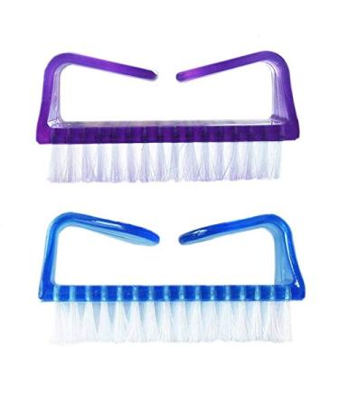 Leline's Nail Brush, 2 Pieces Handle Grip Nail Cleaner Brush, Soft Kids Nail Brush, Purple and Blue