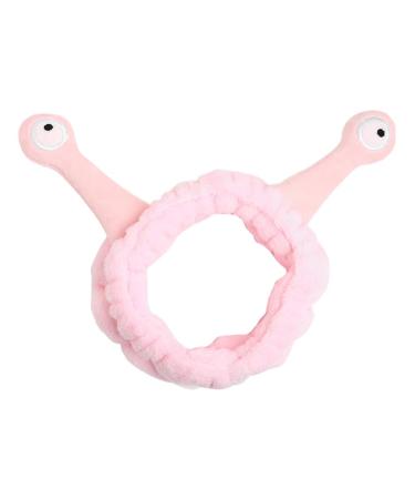 TCM-KE Women Girls Wash Face Plush Headband Cartoon Snail Antenna Eyes Hair Band Turban Face SPA Elastic with Hair Wrap Makeup Bands Shower Headband Pink