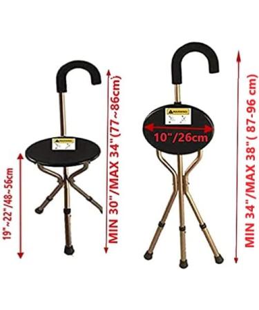 Dr.Safe Cane with seat Aluminum Height Adjustable Folding Seat Cane Three Legs and Walking aids Stick - Buy Online on GoSupps.com