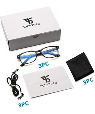 Suertree Anti-Blue Reading Glasses (3 Pack) - 2.0x Diopter Optics with Spring Hinges for Men & Women - Stylish Black Reading Aid - Buy Online on GoSupps.com