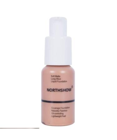 NORTHSHOW Soft Face Concealer Matte Control Face Foundation Liquid Durable 6 Colors (03# Warm Peach)