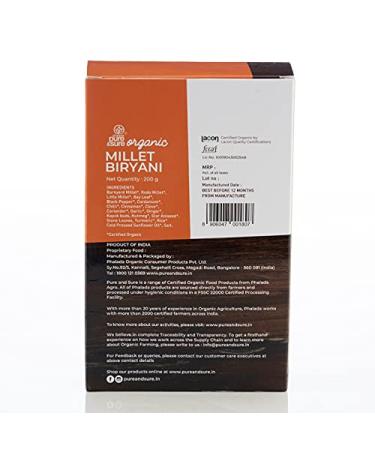 Pure and Sure Organic Millet Biryani - Tasty Indian Meals | High Protein Breakfast Essentials | Vegetarian, Non GMO, No Preservative | 200gm - Buy Online on GoSupps.com