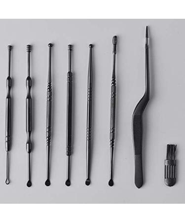ISTOVO Black 7Pcs Stainless Steel Ear Pick Spoon Ear Wax Cleaner Health Curette Ear Earwax Remover Cleaning Selection Tools - Buy Online on GoSupps.com
