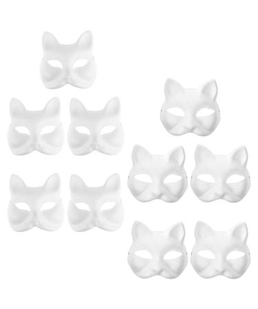 Magiclulu Cat mask Therian-Masks 10 pieces White cat masks DIY masks made of white paper Blanko Diy-Halloween-Mask Animal half-face masks Fuchs Half-uniform-maskerade-cosplay masks