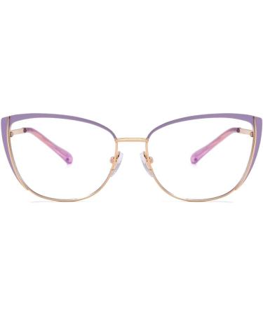 Kachawoo Blue Light Blocking Glasses - Retro Cat Eye Metal Frame for Women - Anti Blue Light Computer Eyewear in Gold & Purple - Buy Online on GoSupps.com