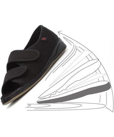 Anti-Slip Lightweight Diabetic Shoes for Men | Adjustable Breathable Slippers with Arch Support for Bunions & Arthritis - Black - Size 6.5 - Buy Online on GoSupps.com